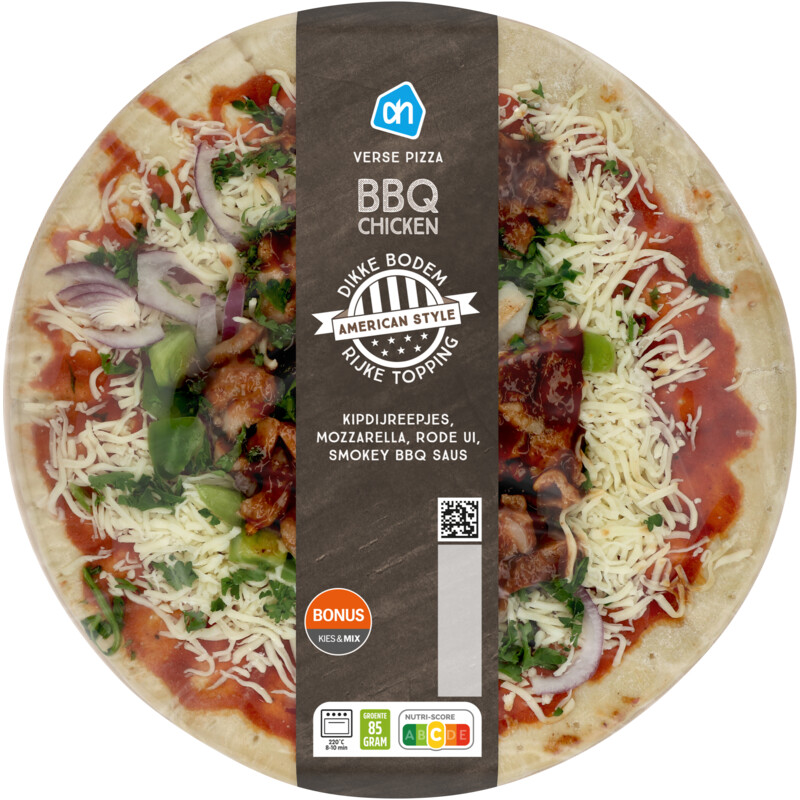 Een afbeelding van AH Verse pizza Amerikaans bbq chicken