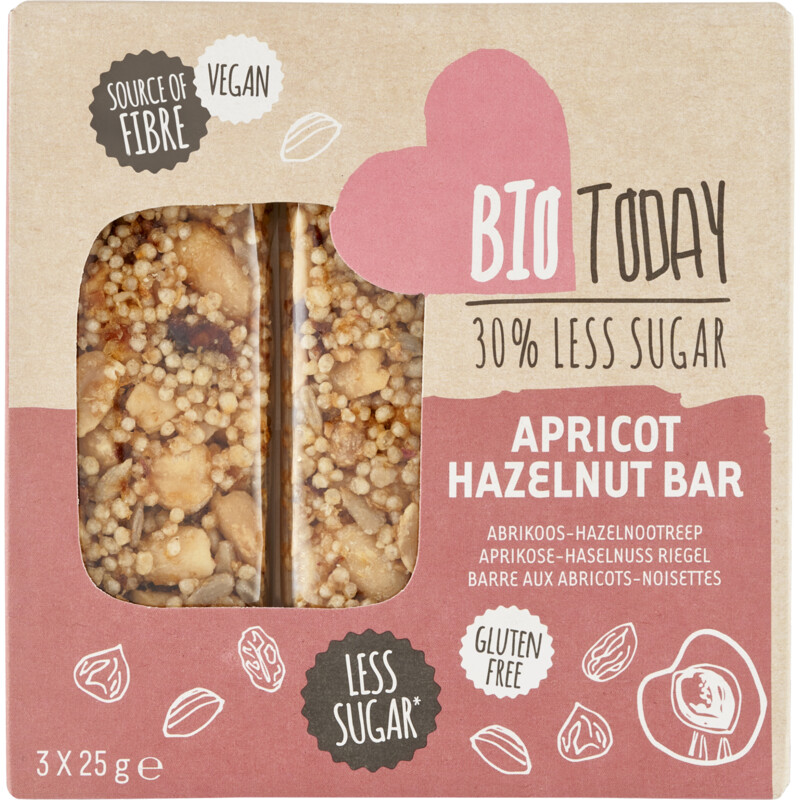 Een afbeelding van BioToday Abrikoos-hazelnootreep less sugar