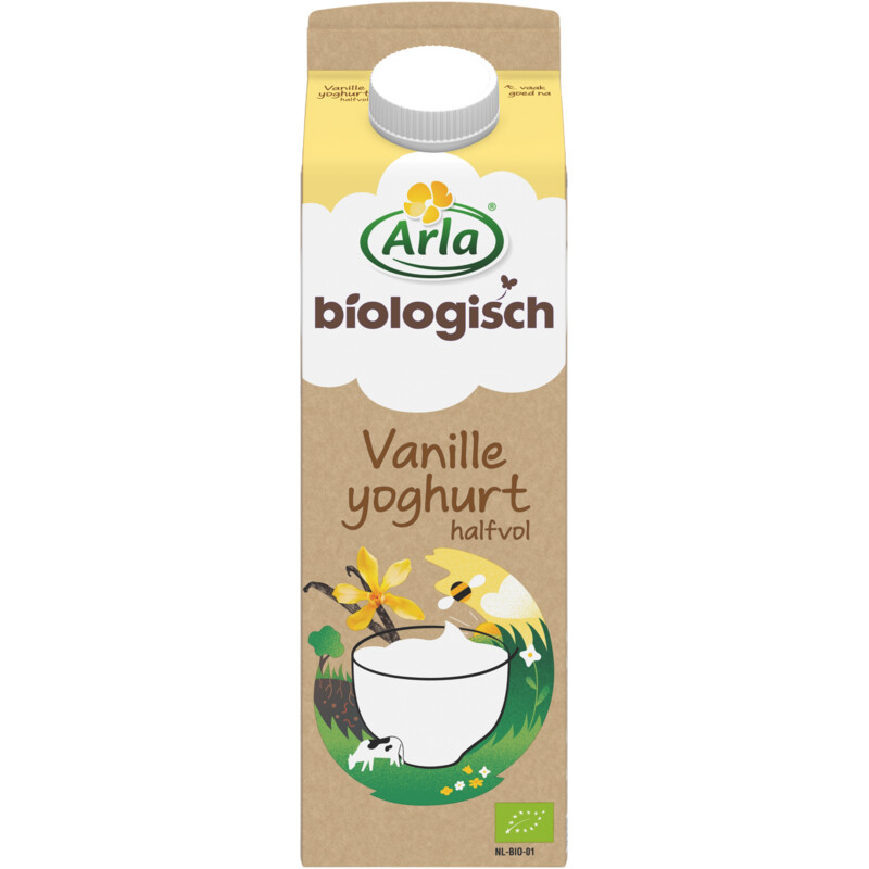 Een afbeelding van Arla Biologisch vanille yoghurt halfvol