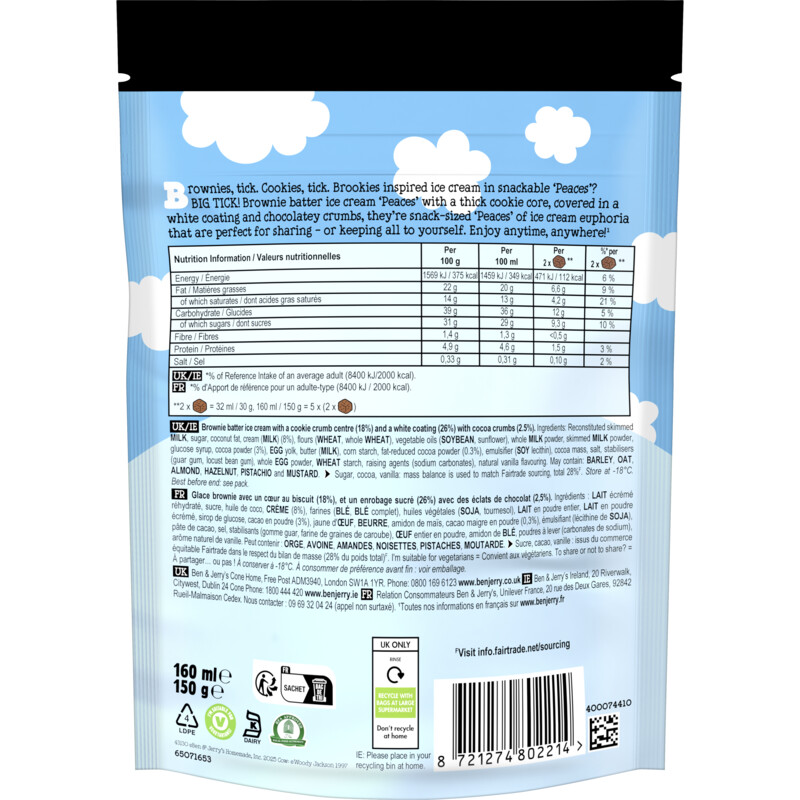 Een afbeelding van Ben & Jerry's Peaces brookies & cream