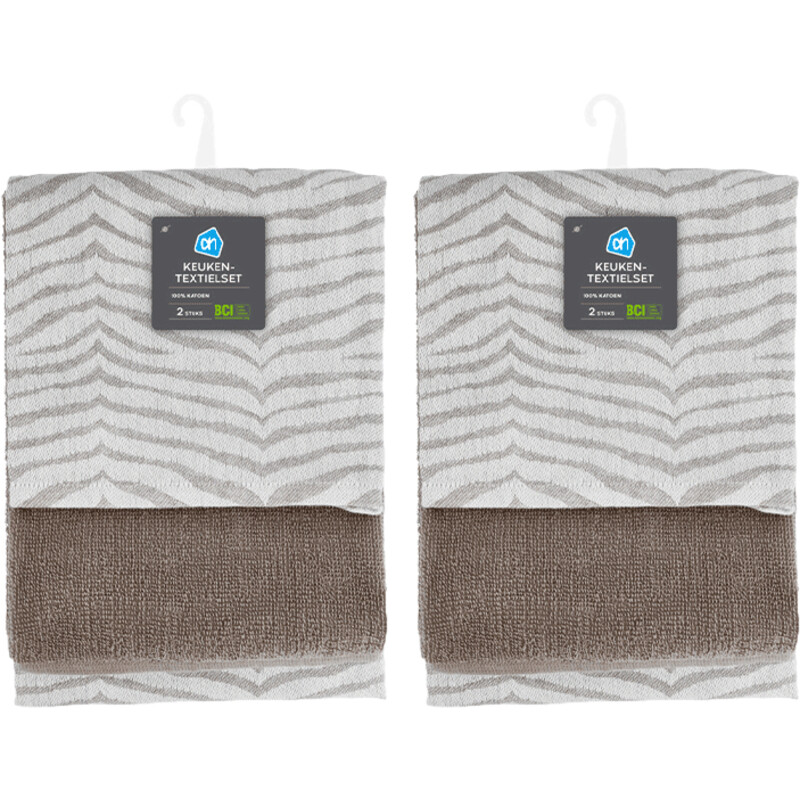 Een afbeelding van AH Keuken- en theedoek taupe set 2-pack