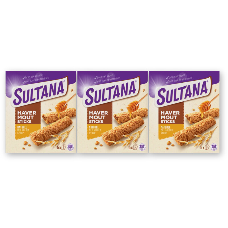 Sultana Havermoutsticks naturel golden syrup 3pk
