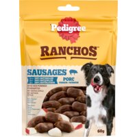 Een afbeelding van Pedigree Ranchos sausages varken met appel