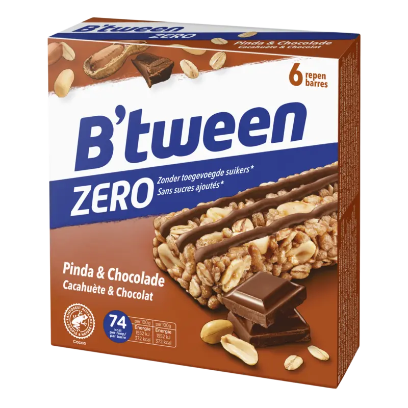 Hero B'tween mueslireep zero pinda chocolade reserveren | Albert Heijn