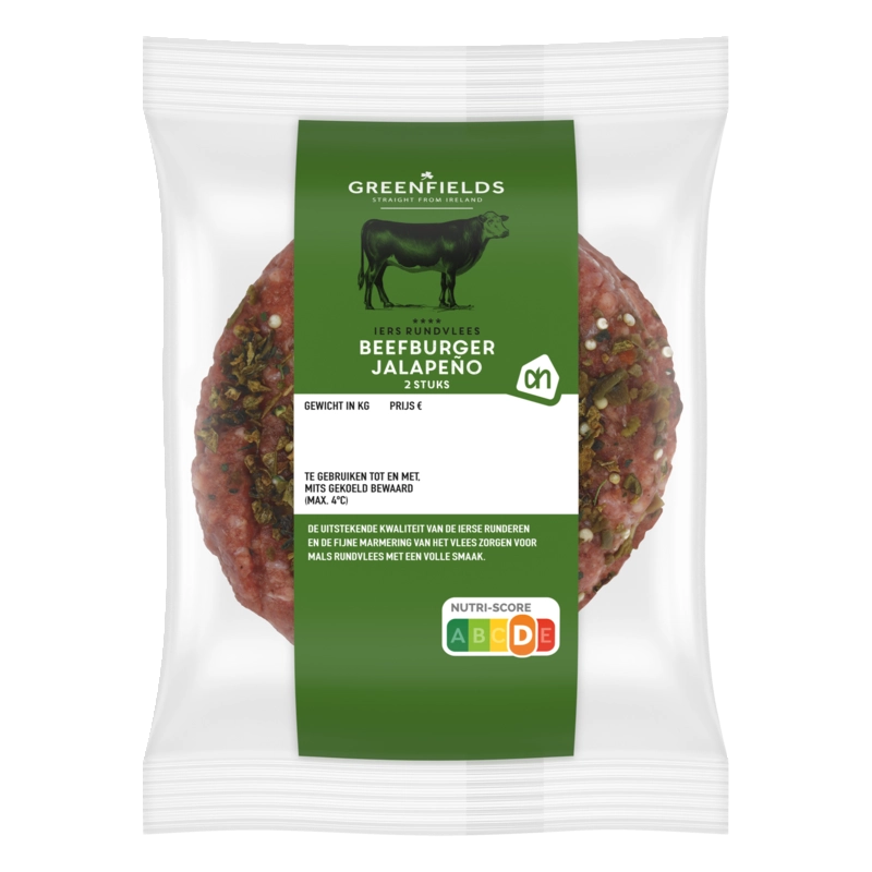 AH Greenfields Beefburger jalapeno 2 stuks