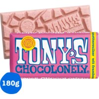 Een afbeelding van Tony's Chocolonely Reep wit framboos knetter