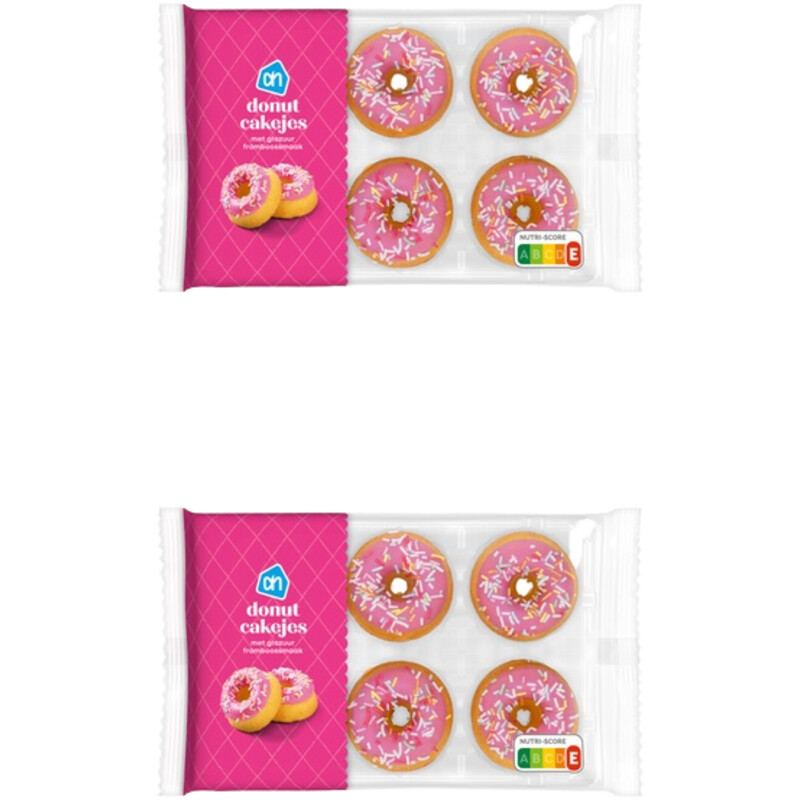 Een afbeelding van AH Donut cakejes glazuur framboos 2-pack