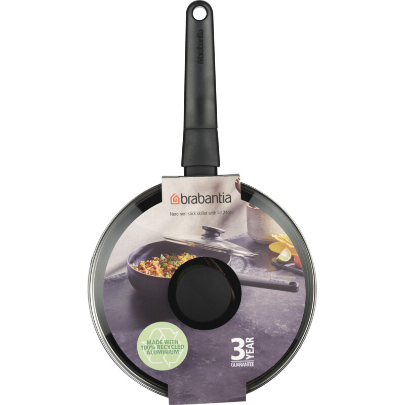 Een afbeelding van Brabantia Nero hapjespan met deksel 24cm