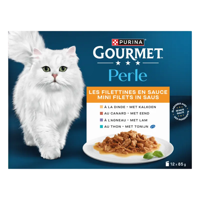 Perle Mini Filets Kattenvoer nat met Kalkoen, Eend, Tonijn en Lam