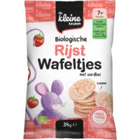 Een afbeelding van De Kleine Keuken Biologische rijstwafeltjes aardbei 7m+