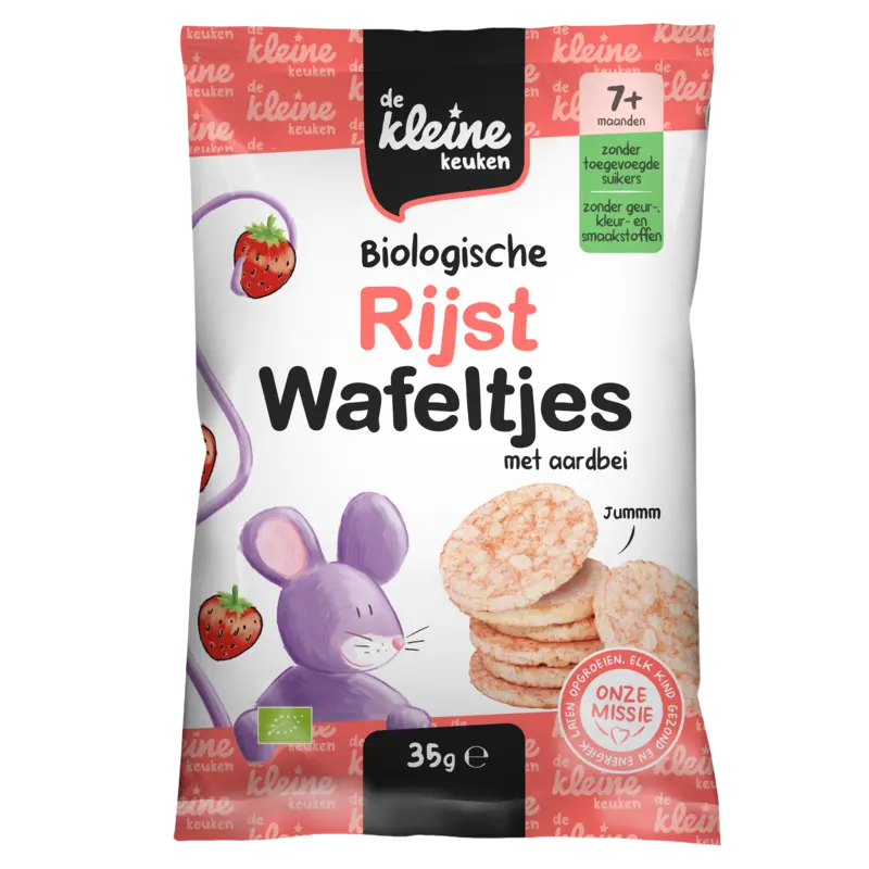 Biologische Rijst Wafeltjes met Aardbei 7+ Maanden