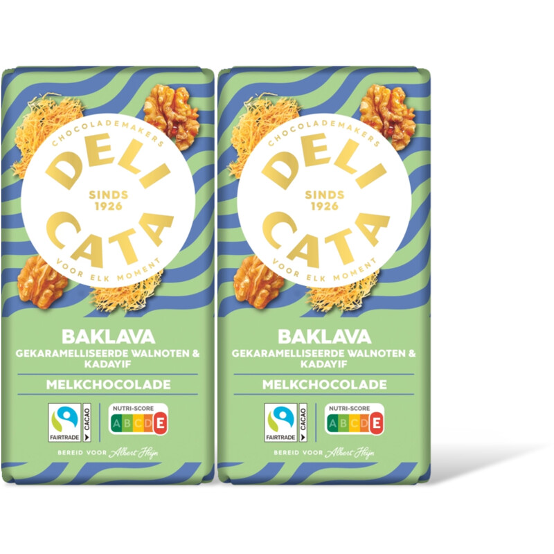 Delicata Reep baklava melk chocolade 2-pack