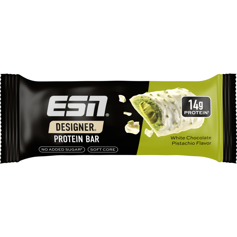 Een afbeelding van ESN Designer protein bar chocolate pistachio