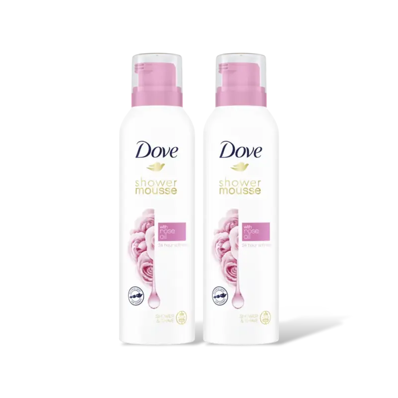 Dove Rose oil shower mousse 2-pack