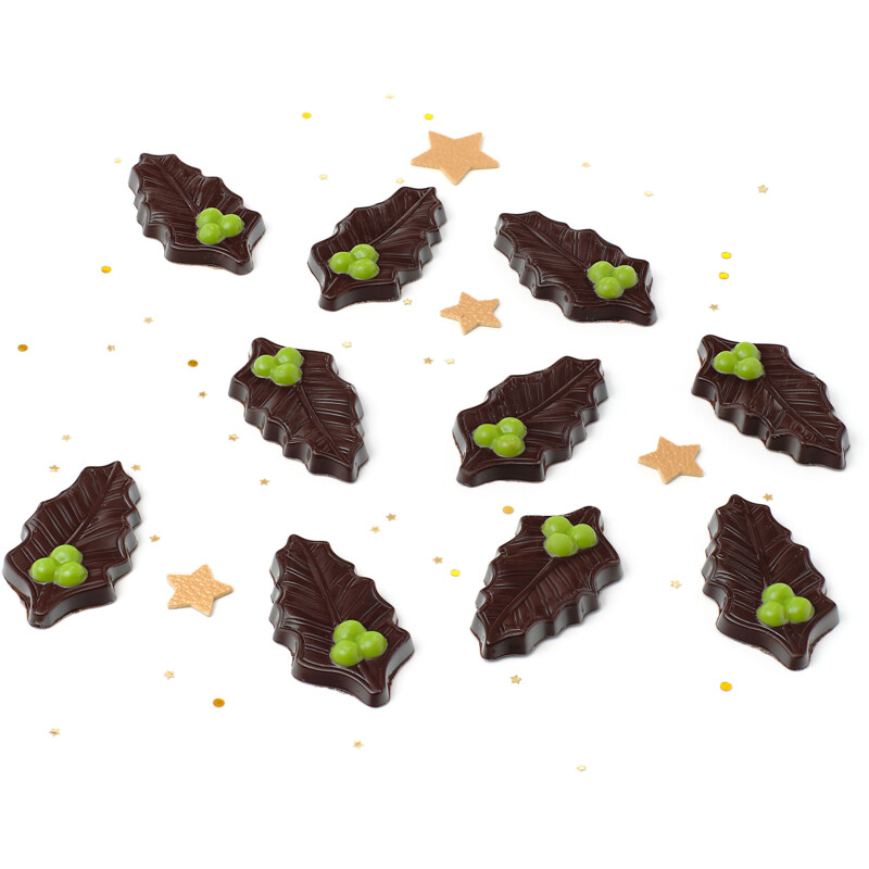 Een afbeelding van AH Excellent Hulstblaadjes extra pure chocolade