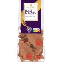 Een afbeelding van AH Excellent Hulstblaadjes melkchocolade