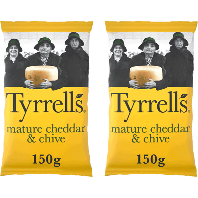Een afbeelding van Tyrrells Mature cheddar & chive 2-pack