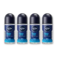 NIVEA Men fresh active deodorant roller 4-pack