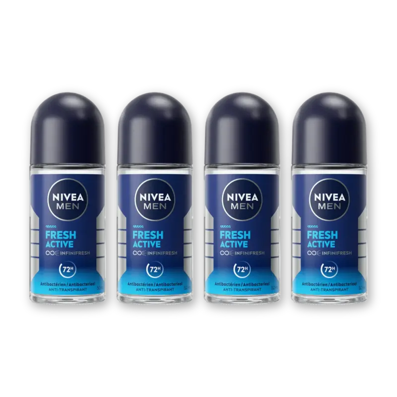 NIVEA Men fresh active deodorant roller 4-pack