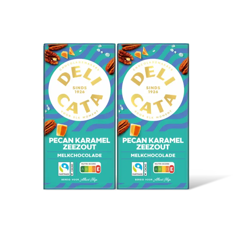 Reep melkchocola pecan/karamel zeezt 2pk
