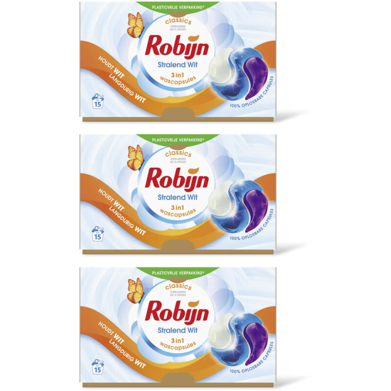 Robijn Stralend wit 3-in-1 wascapsules 3-pack