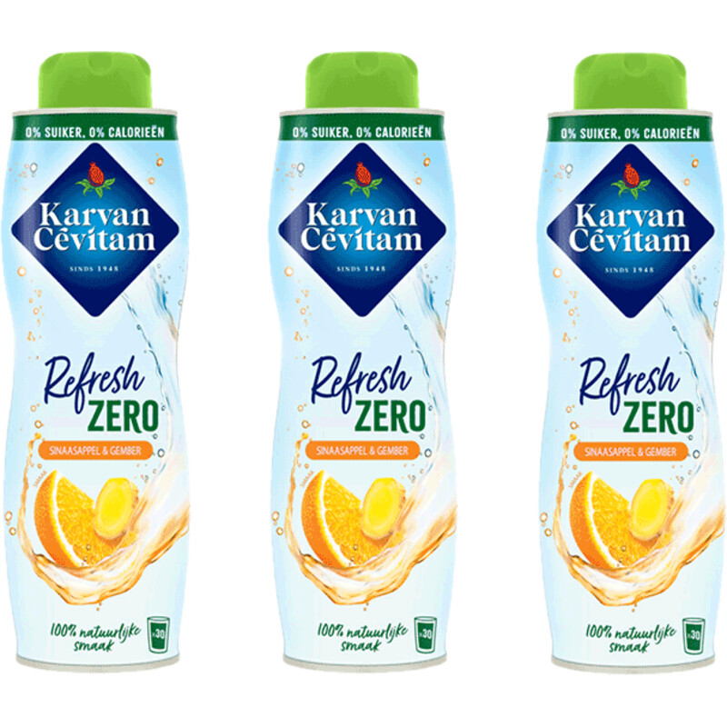 Een afbeelding van Karvan Cévitam Refresh zero sinsasappel gember 3-pack