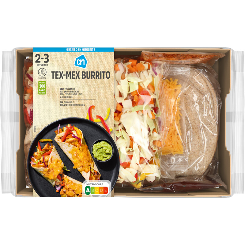 Een afbeelding van AH Gesneden verspakket tex mex burrito's