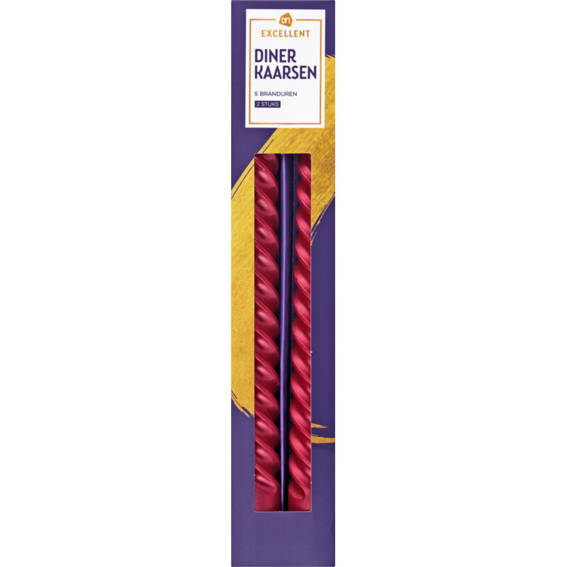 Een afbeelding van AH Excellent Dinerkaarsen swirl rood