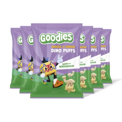pdp-image-Goodies Snack dino puffs cheese/onion 3+ jr 6pk