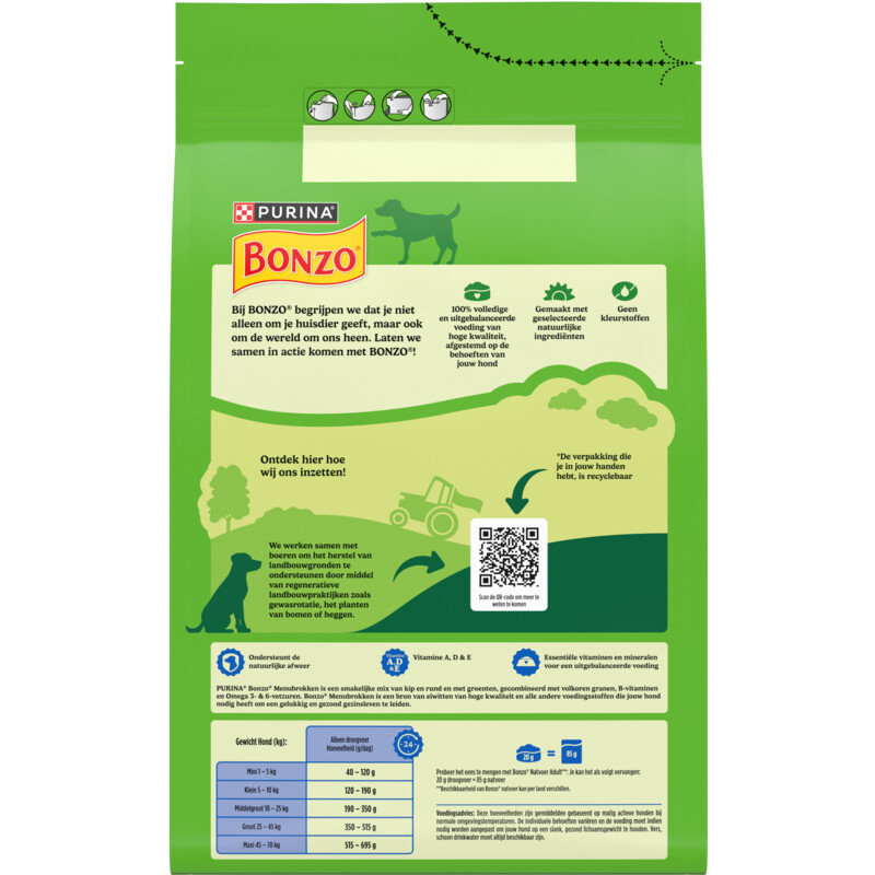 Een afbeelding van Bonzo Adult met vlees en groenten
