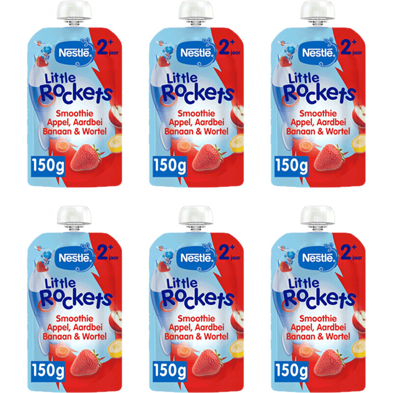 Een afbeelding van Nestlé Little Rockets aardbei wortel 6-pack