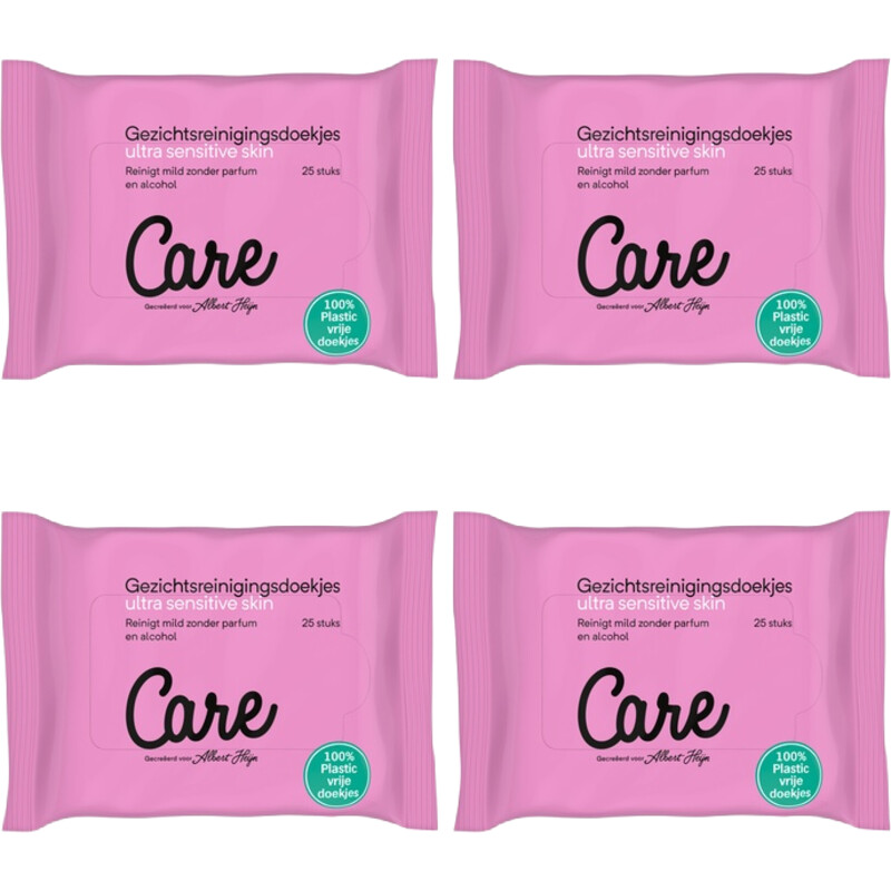 Een afbeelding van Care Ultra sensitive gezichtsdoekjes 4-pack