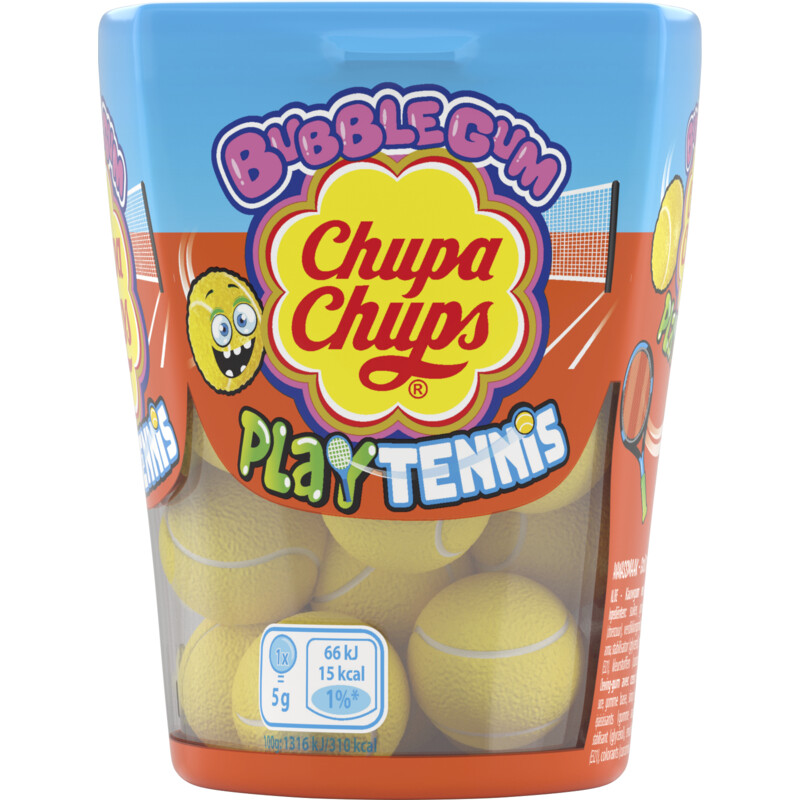 Een afbeelding van Chupa Chups Bubblegum play tennis
