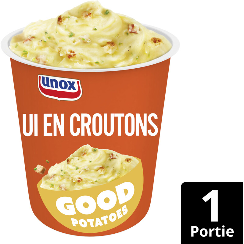 Een afbeelding van Unox Good potatoes ui en croutons