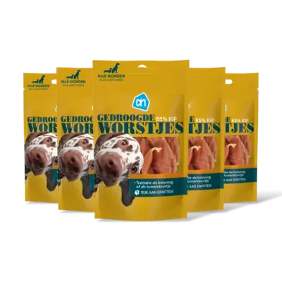 pdp-image-AH Gedroogde worstjes voor honden kip 5pk