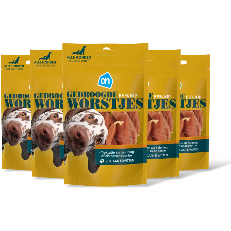 AH Gedroogde worstjes voor honden kip 5pk