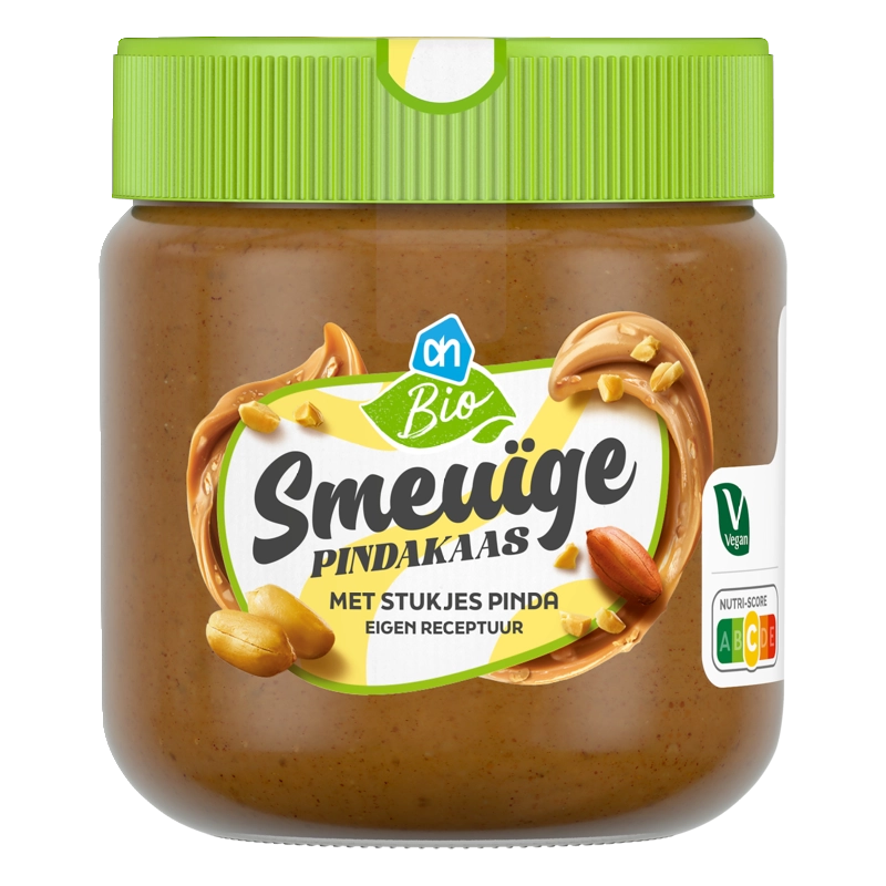 Smeuïge pindakaas met stukjes pinda