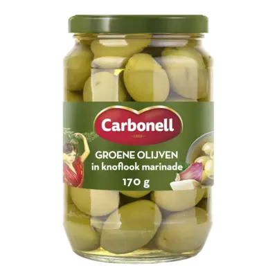 pdp-image-Carbonell Groene olijven in knoflook marinade.