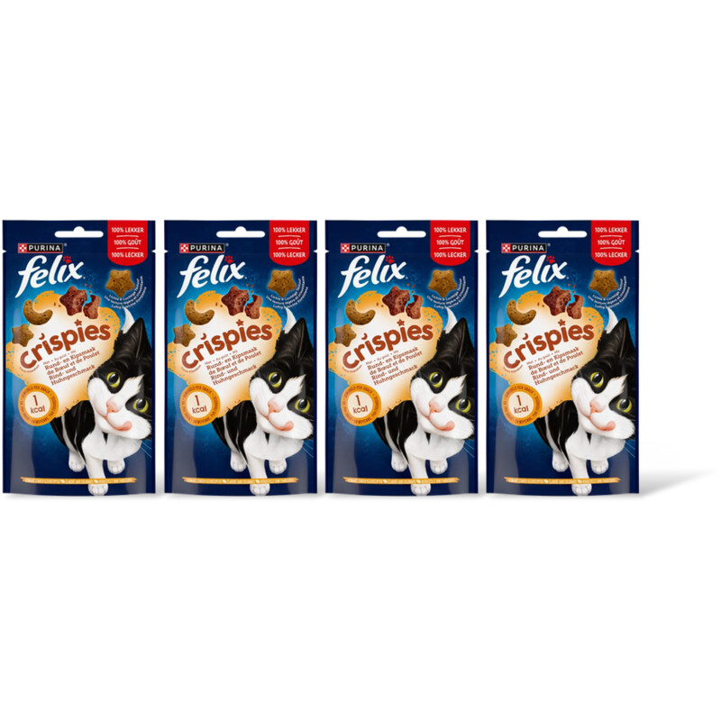 Felix Crispies rund & kipsmaak kattensnack 4pk