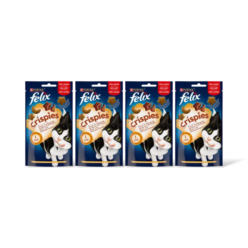 Felix Crispies rund & kipsmaak kattensnack 4pk