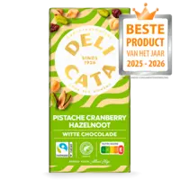 Delicata Reep witte chocolade pistache cranberry