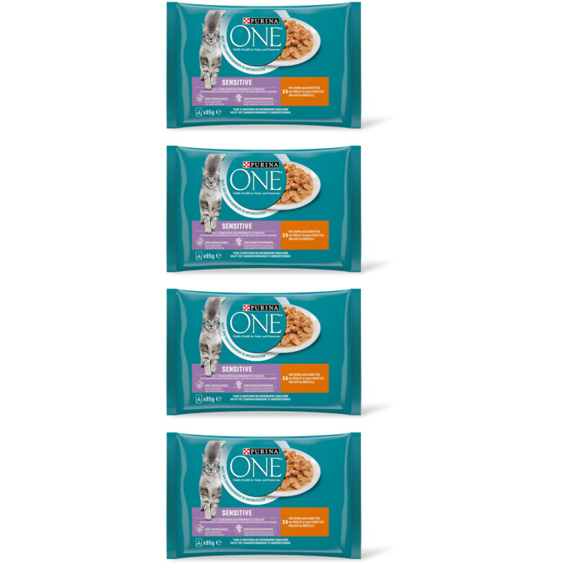 Purina ONE Sensitive met kip en wortels 4-pack