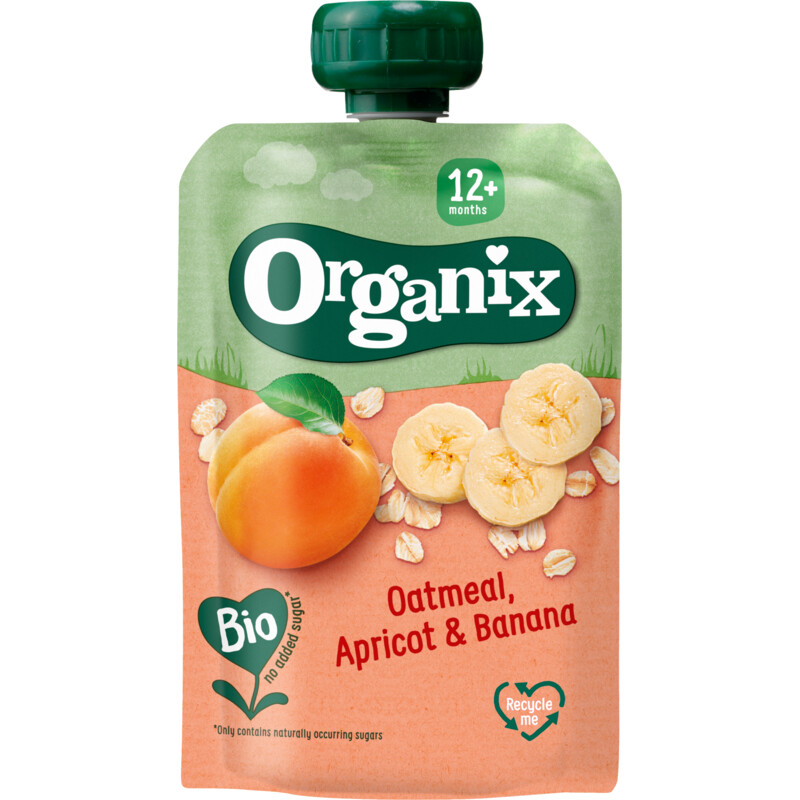 Een afbeelding van Organix Knijpfruit haver abrikoos banaan 12m+
