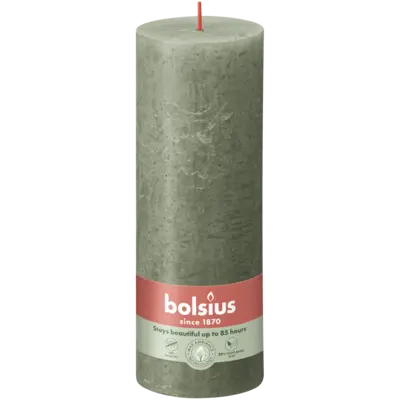 pdp-image-Bolsius Rustieke kaars olijfgroen 19cm