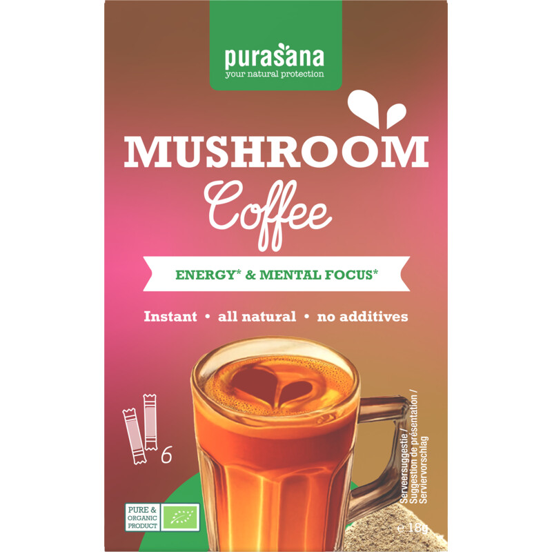 Een afbeelding van Purasana Mushroom coffee oploskoffie
