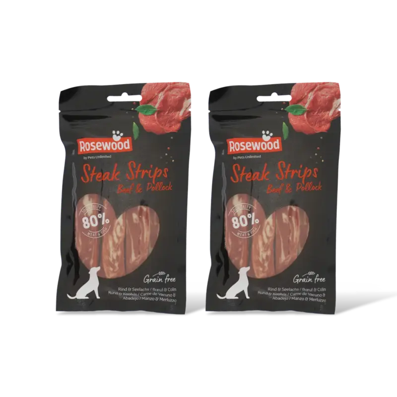 Rosewood Steak strips beef & pollock 2-pack
