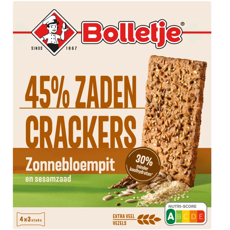 Bolletje 45% zaden crackers zonnebloempit