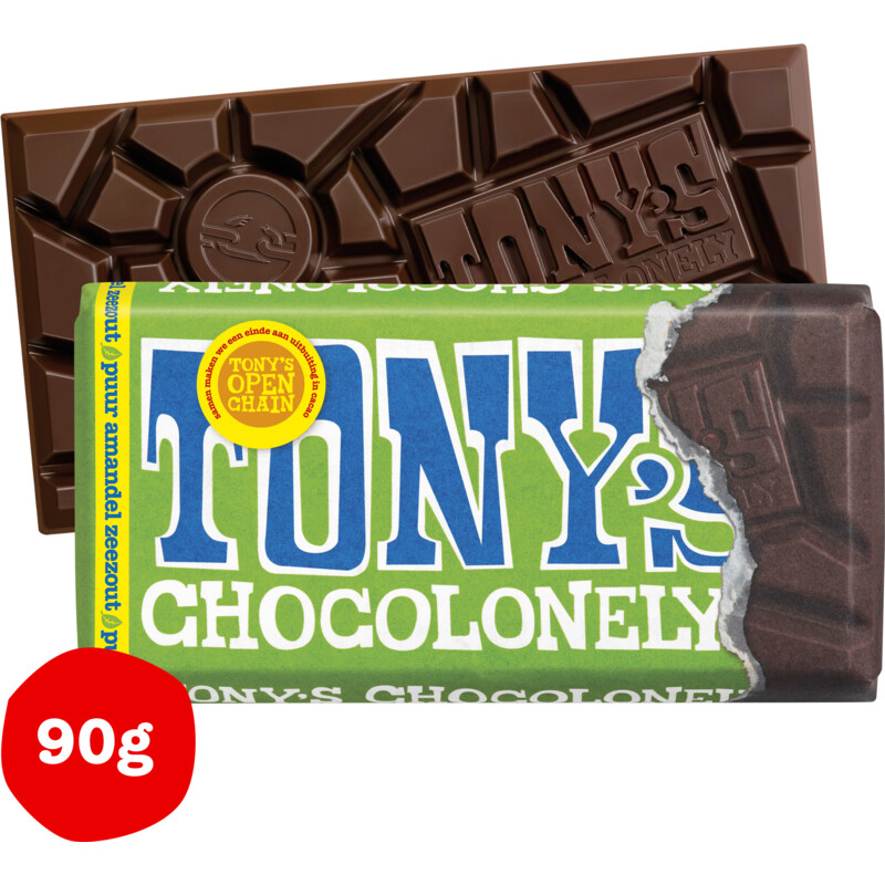 Een afbeelding van Tony's Chocolonely Reep puur amandel zeezout