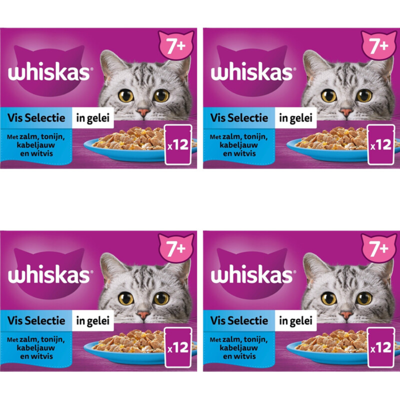 Een afbeelding van Whiskas 7+ Vis selectie in gelei 4-pack