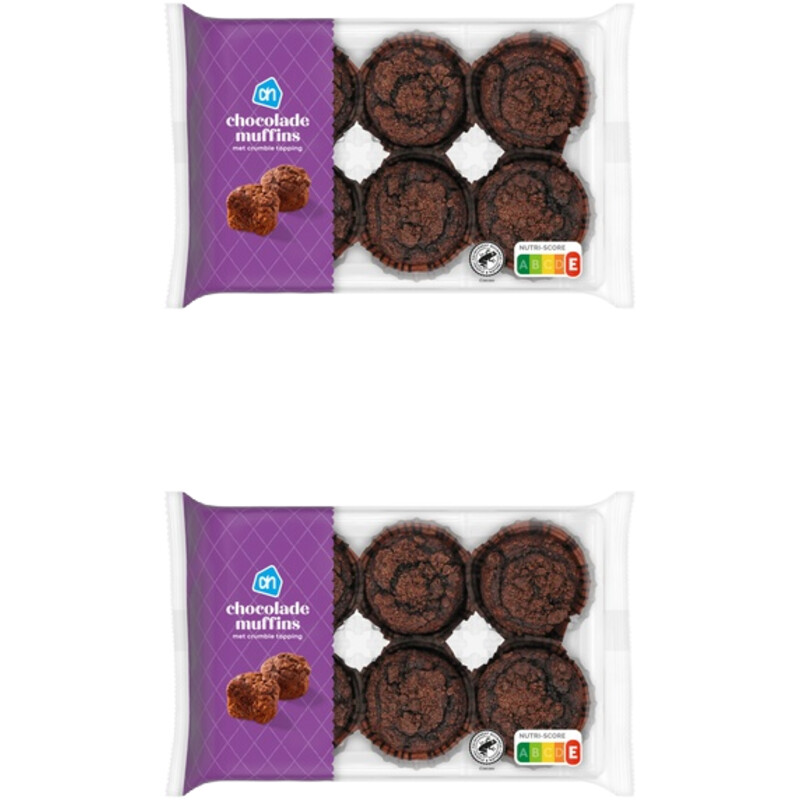 Een afbeelding van AH Chocolade muffins met crumble 2-pack